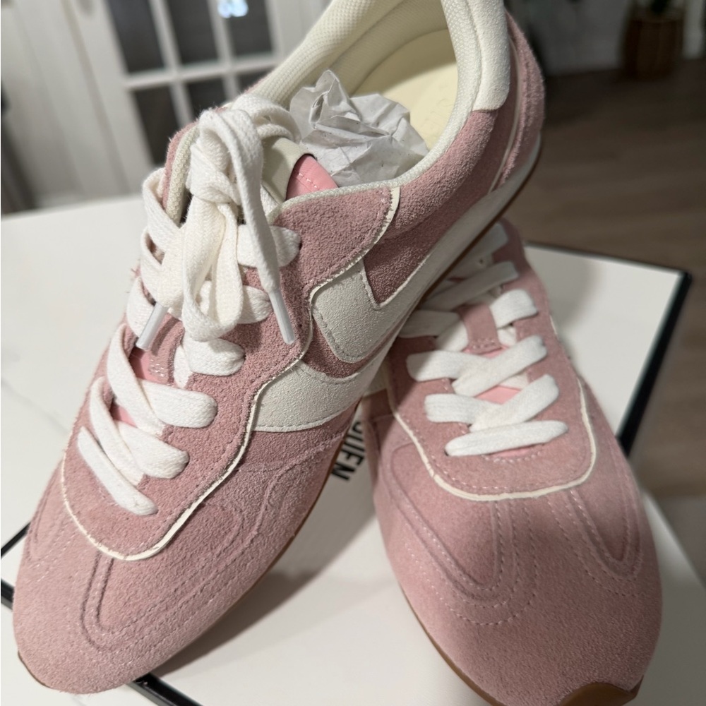 Steve Madden Pink and White Suede Sneakers
